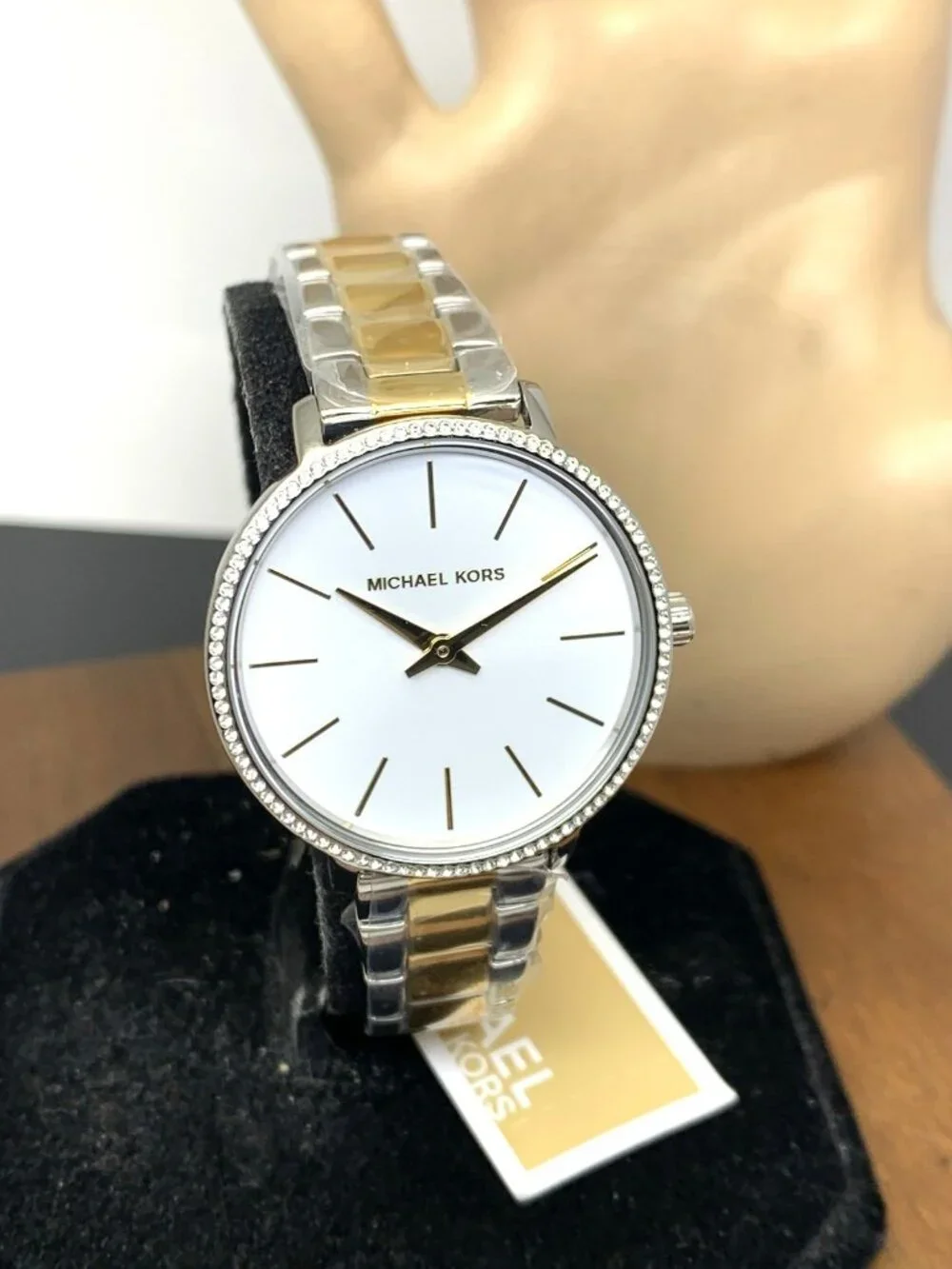 Michael Kors Womens Watch MK1041 Quartz White Dial Two Tone Stainless Steel 32mm
